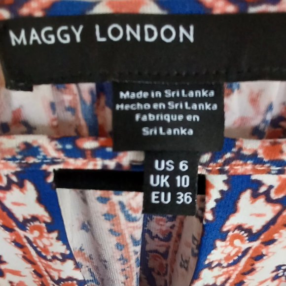 Maggy London Colorful Cold Shoulder Dress Size 6 - Picture 5 of 5